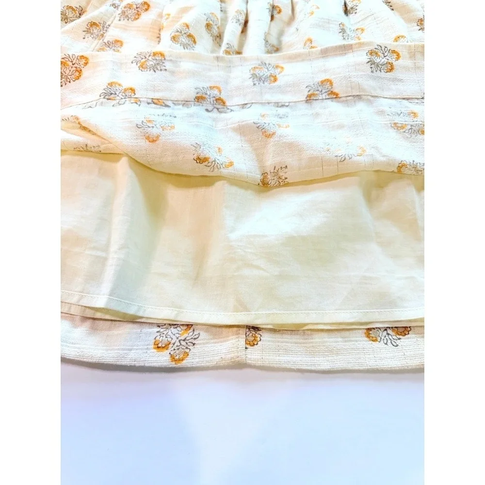 Club Monaco Mini Skirt Womens 8 Cream Floral‎ Cotton Metallic Zip Back